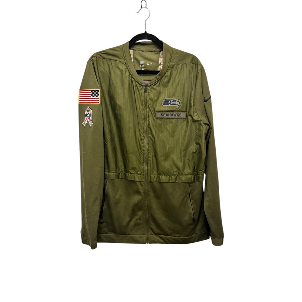 Seattle Seahawks Nike NFL Team Apparel Lightweight Jacket L Olive Green Polyeste